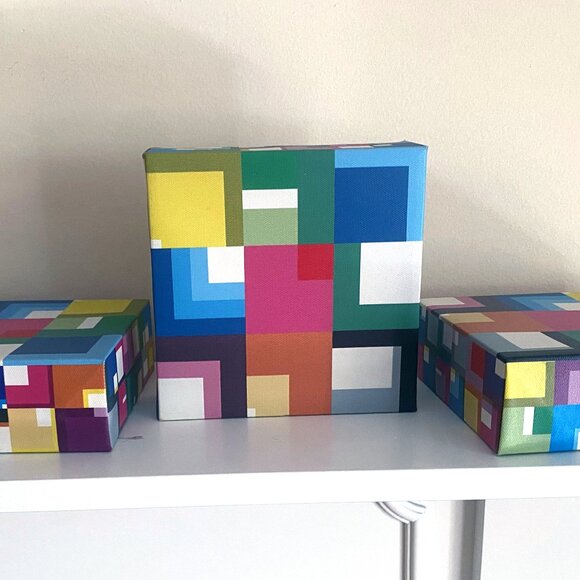 IKEA Set of 3 Abstract Retro Cubic Wall Art - Picture 7 of 7